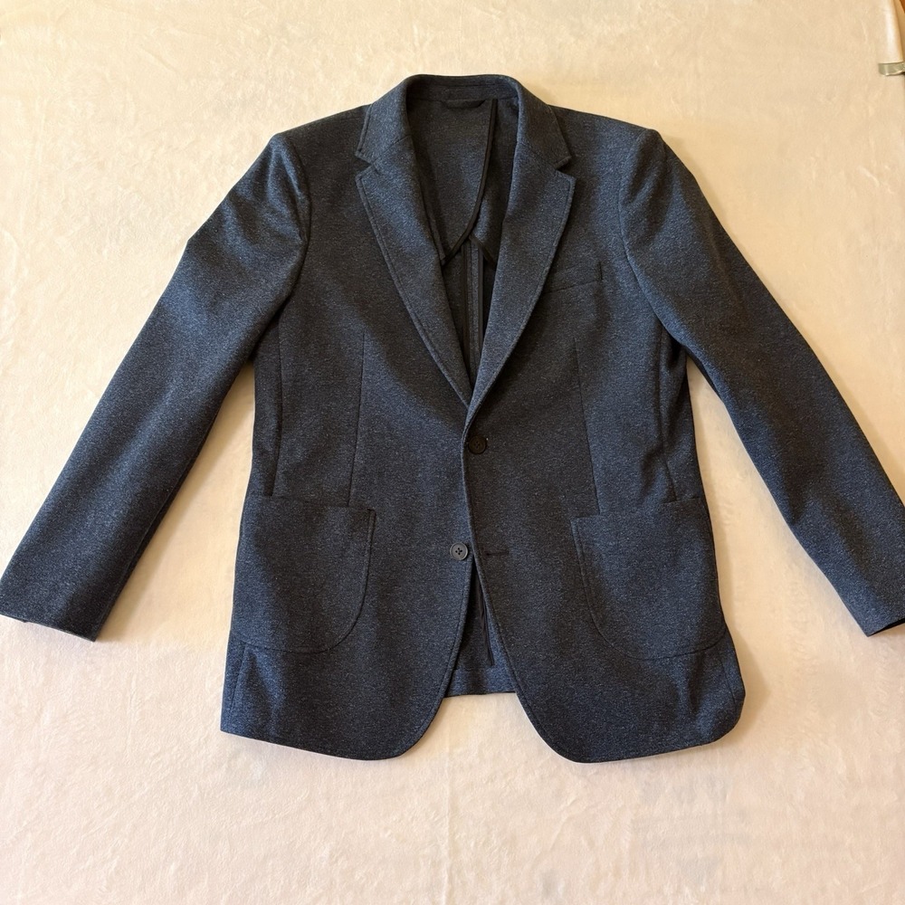 Artefact Mens Knit Blazer Jacket Blue Heathered Unstructured Sport Coat L